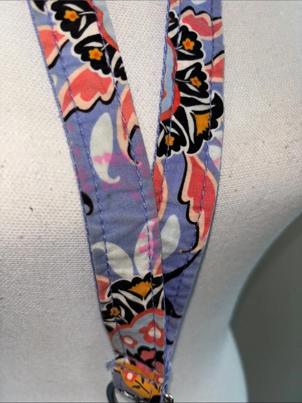 Vera Bradley Lavender Floral Lanyard with Pink, Black and Yellow Accents